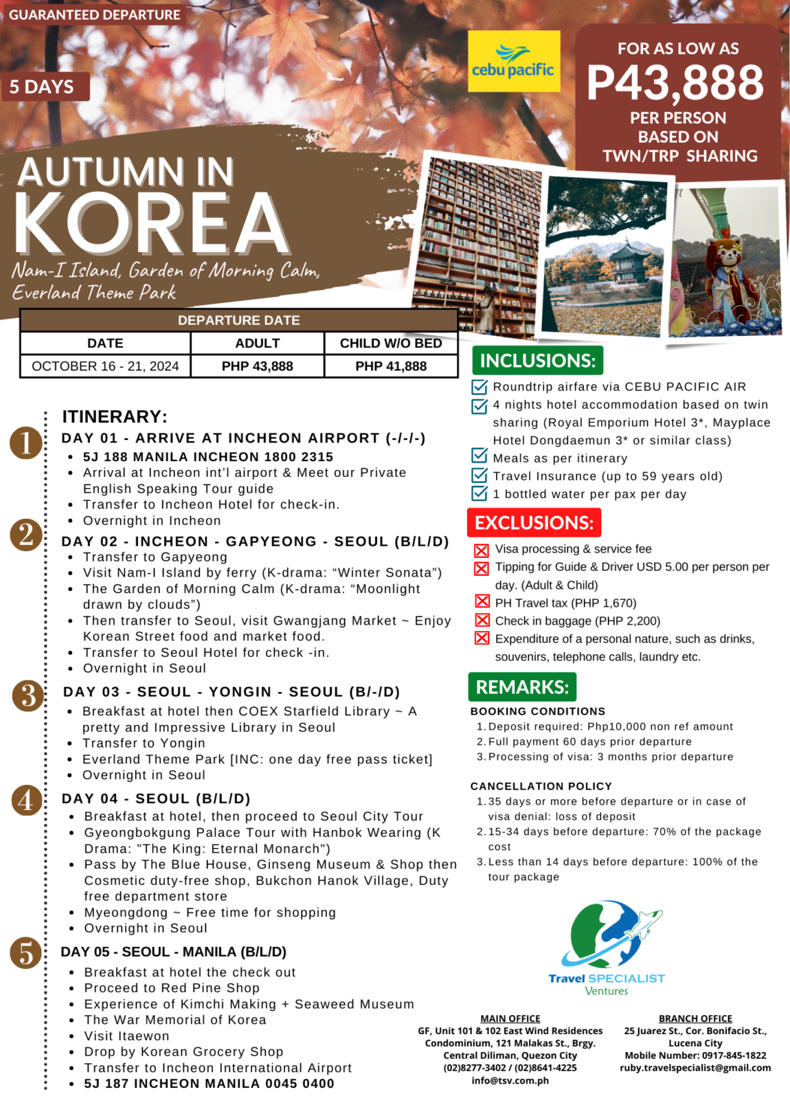 AUTUMN IN KOREA WITH EVERLAND, GARDEN valid until 05152024