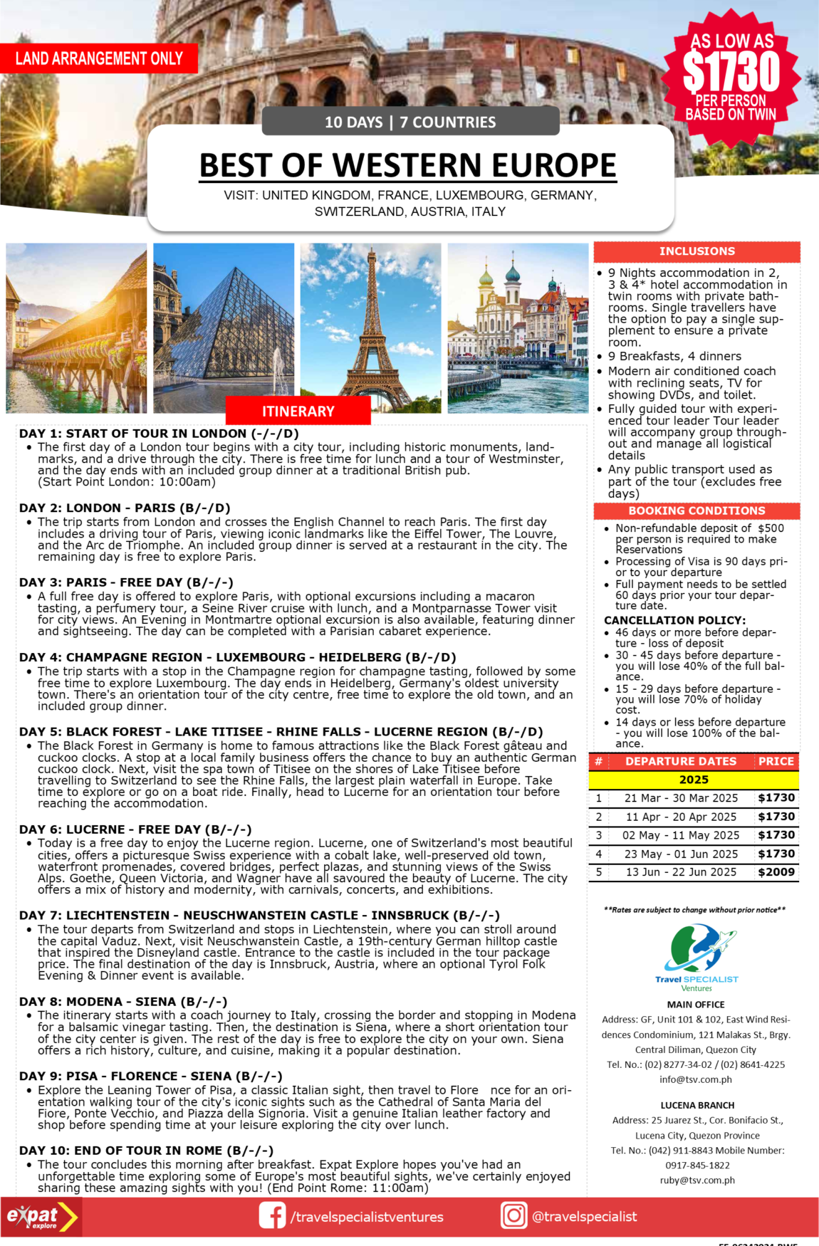 10 DAYS BEST OF WESTERN EUROPE TOUR