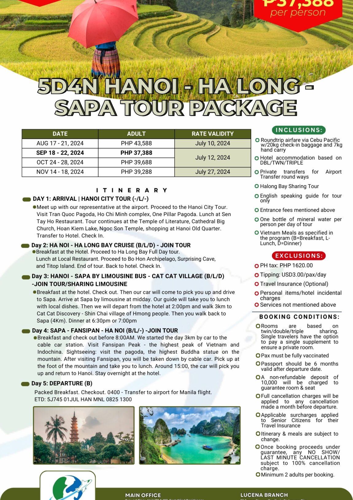 5D4N Hanoi-Halong-Sapa UP RATE