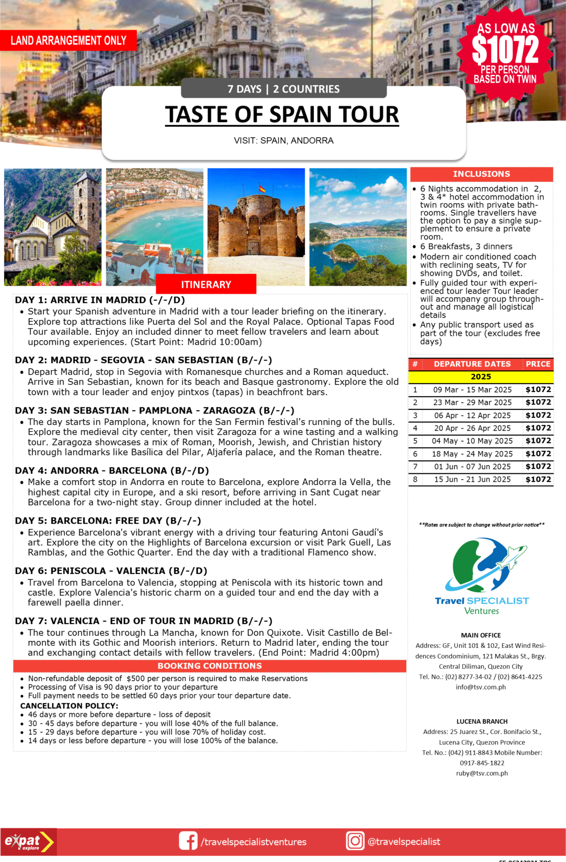 7 DAYS TASTE OF SPAIN TOUR